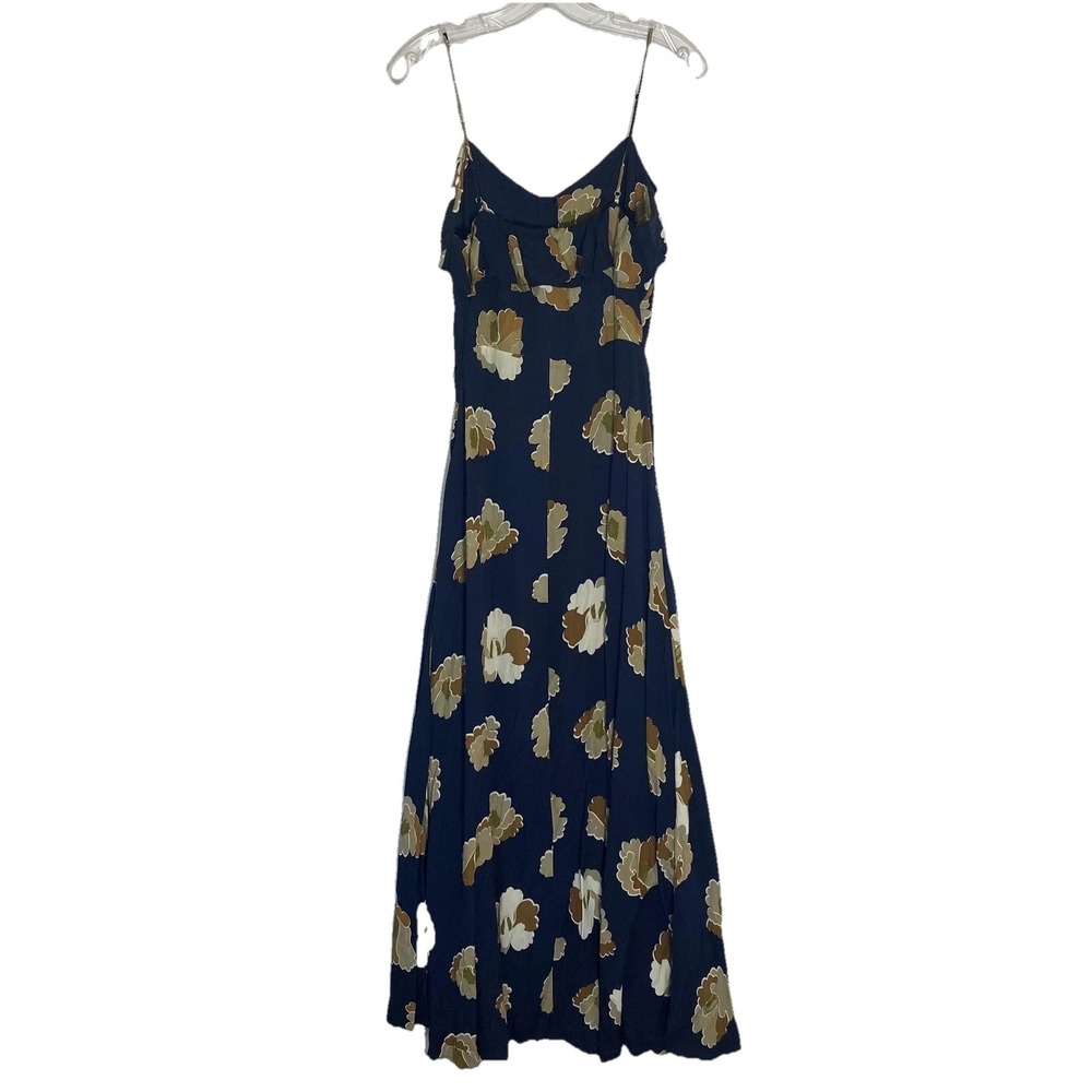 Bel Kazan Dress Womens Small Blue Floral Maxi Button Front Boho Sundress